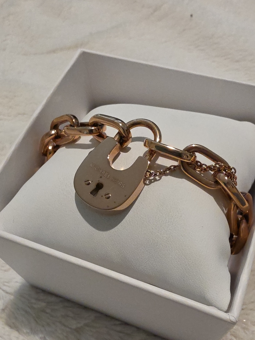 Michael Kors Gold heart lock link chain bracelet